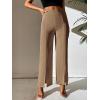 imageSweatyRocks Womens Elegant High Waisted Split Hem Long Pants Straight Leg Zipper Fly Work Office TrousersCemel