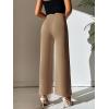 imageSweatyRocks Womens Elegant High Waisted Split Hem Long Pants Straight Leg Zipper Fly Work Office TrousersCemel