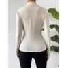 imageSweatyRocks Womens Elegant Ruffle Trim Mock Neck T Shirts Slim Fit Long Sleeve Tee TopsApricot