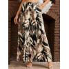 imageSweatyRocks Womens High Elastic Waist Pockets Pants Floral Print Wide Leg Loose Palazzo Pants Trousers with BeltWhite Purple