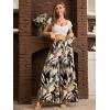 imageSweatyRocks Womens High Elastic Waist Pockets Pants Floral Print Wide Leg Loose Palazzo Pants Trousers with BeltWhite Purple