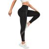 imageSweatyRocks Womens High Waist Mesh Yoga Capris Tummy Control Workout Athletic Running Capri Leggings with Side PocketsBlack