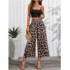 imageSweatyRocks Womens Leopard High Waisted Wide Leg Capris Palazzo Cropped PantsMulticolor