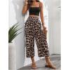 imageSweatyRocks Womens Leopard High Waisted Wide Leg Capris Palazzo Cropped PantsMulticolor