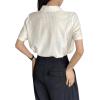 imageSweatyRocks Womens Short Sleeve Button Front Collar T Shirt Textured Sheer Polo Tee TopsBeige