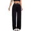 imageSweatyRocks Womens Wide Leg Sweatpants High Waisted Letter Print Baggy Casual Pants with PocketsBlack