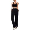 imageSweatyRocks Womens Wide Leg Sweatpants High Waisted Letter Print Baggy Casual Pants with PocketsBlack