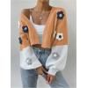 imageSweatyRocks Womens Y2K Cropped Cardigan Flower Long Sleeve Open Front Cardigan SweaterMulticolor