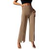 imageSweatyRocks Womens Elegant High Waisted Split Hem Long Pants Straight Leg Zipper Fly Work Office TrousersCemel