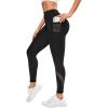 imageSweatyRocks Womens High Waist Mesh Yoga Capris Tummy Control Workout Athletic Running Capri Leggings with Side PocketsBlack