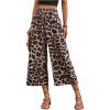 imageSweatyRocks Womens Leopard High Waisted Wide Leg Capris Palazzo Cropped PantsMulticolor