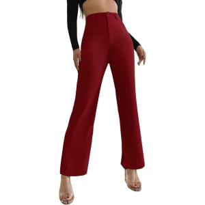 imageSweatyRocks Womens Elegant High Waist Solid Long Pants Office TrousersBurgundy