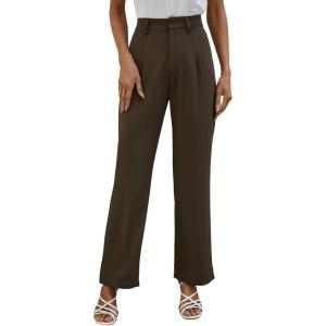 imageSweatyRocks Womens Elegant High Waist Solid Long Pants Office TrousersDark Brown