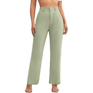 imageSweatyRocks Womens Elegant High Waist Solid Long Pants Office TrousersMint Green