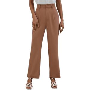 imageSweatyRocks Womens Elegant High Waist Solid Long Pants Office TrousersPlain Khaki