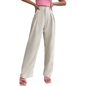 imageSweatyRocks Womens Elegant High Waist Solid Long Pants Office TrousersSolid Apricot