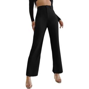 imageSweatyRocks Womens Elegant High Waist Solid Long Pants Office TrousersSolid Black