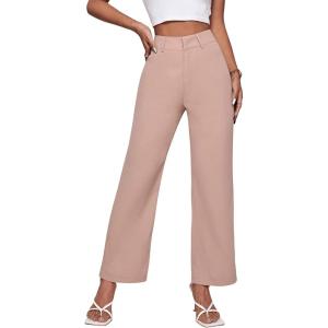 imageSweatyRocks Womens Elegant High Waist Solid Long Pants Office TrousersSolid Dusty Pink