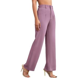 imageSweatyRocks Womens Elegant High Waist Solid Long Pants Office TrousersSolid Purple