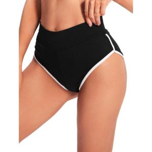 imageSweatyRocks Womens Sporty Elastic Waist Contrast Binding Booty Workout Biker ShortsBlack