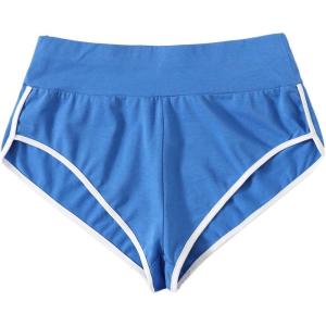 imageSweatyRocks Womens Sporty Elastic Waist Contrast Binding Booty Workout Biker ShortsBlue