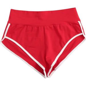 imageSweatyRocks Womens Sporty Elastic Waist Contrast Binding Booty Workout Biker ShortsRed