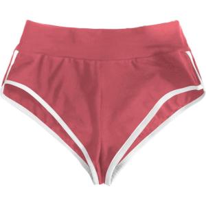 imageSweatyRocks Womens Sporty Elastic Waist Contrast Binding Booty Workout Biker ShortsRedwood