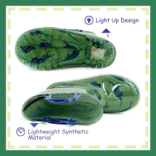 Outee Toddler Kids Adorable Lightwight Waterproof Rain Boots Light Up by Steps