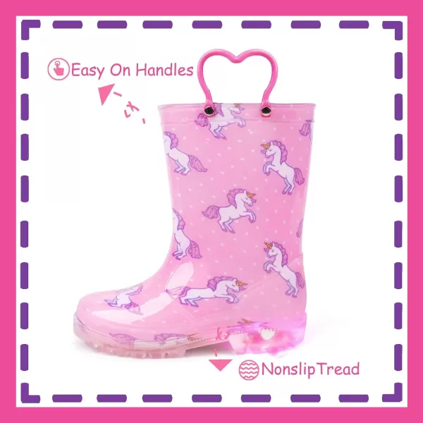 Outee Toddler Kids Adorable Lightwight Waterproof Rain Boots Light Up by Steps