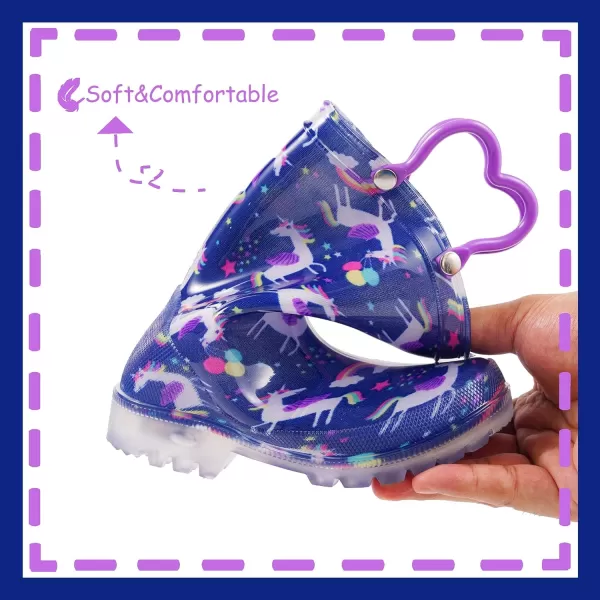 Outee Toddler Kids Adorable Lightwight Waterproof Rain Boots Light Up by Steps