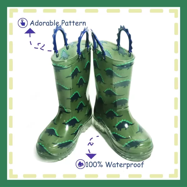 Outee Toddler Kids Adorable Lightwight Waterproof Rain Boots Light Up by Steps