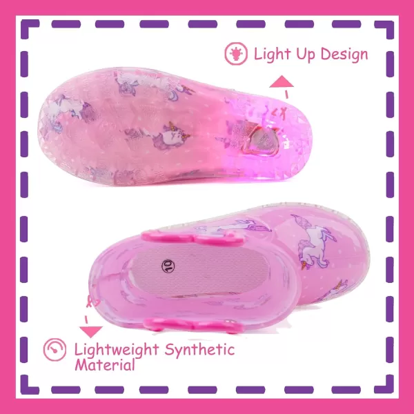 Outee Toddler Kids Adorable Lightwight Waterproof Rain Boots Light Up by Steps
