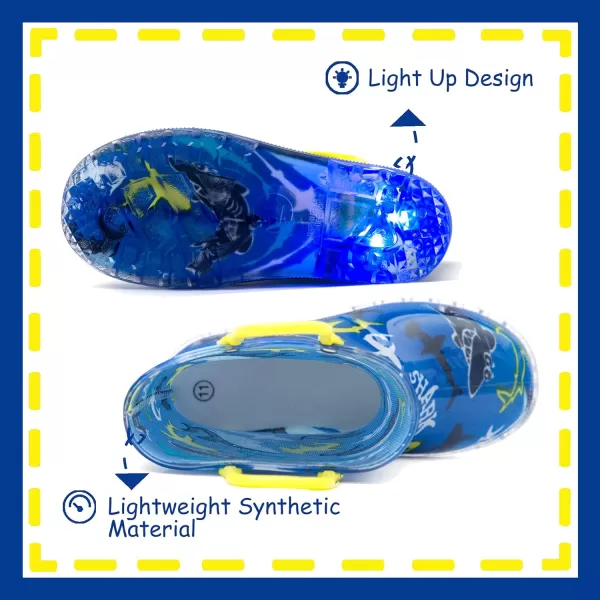 Outee Toddler Kids Adorable Lightwight Waterproof Rain Boots Light Up by Steps