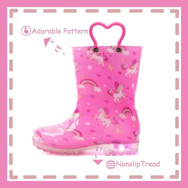 Outee Toddler Kids Adorable Lightwight Waterproof Rain Boots Light Up by Steps