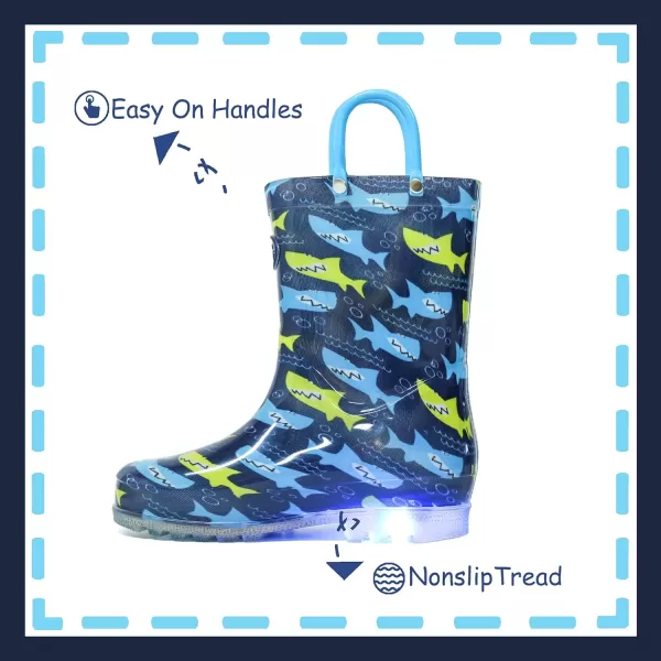 Outee Toddler Kids Adorable Lightwight Waterproof Rain Boots Light Up by Steps
