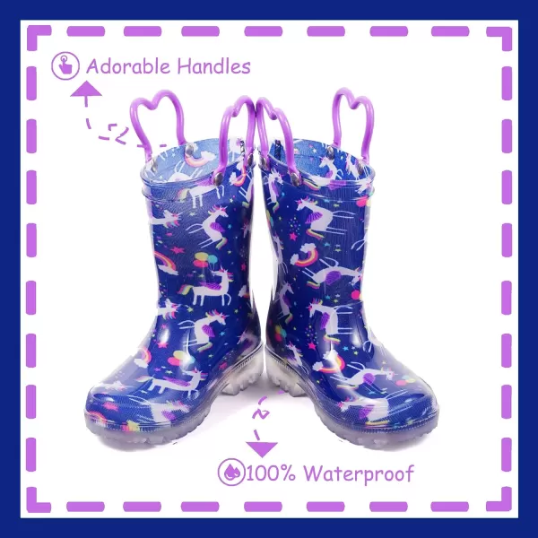 Outee Toddler Kids Adorable Lightwight Waterproof Rain Boots Light Up by Steps