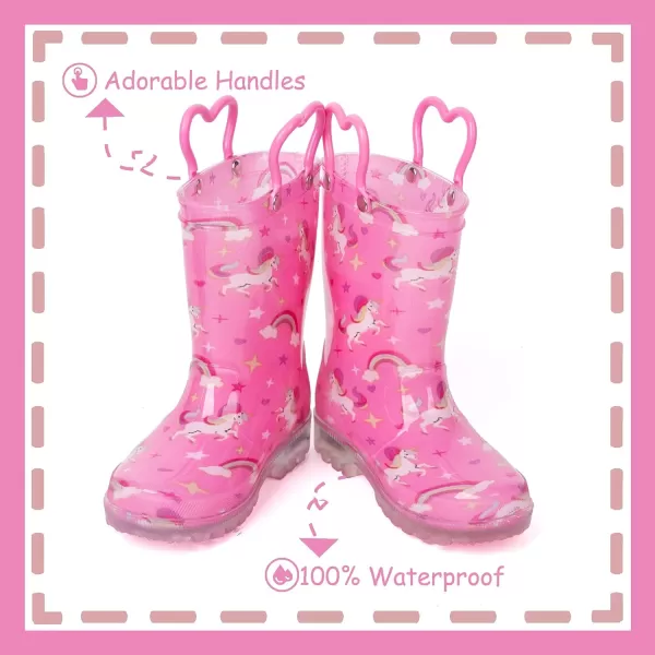Outee Toddler Kids Adorable Lightwight Waterproof Rain Boots Light Up by Steps