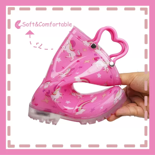 Outee Toddler Kids Adorable Lightwight Waterproof Rain Boots Light Up by Steps