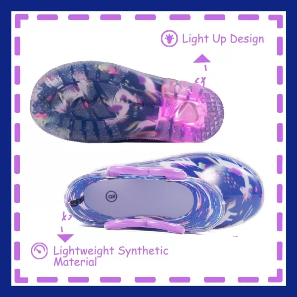 Outee Toddler Kids Adorable Lightwight Waterproof Rain Boots Light Up by Steps