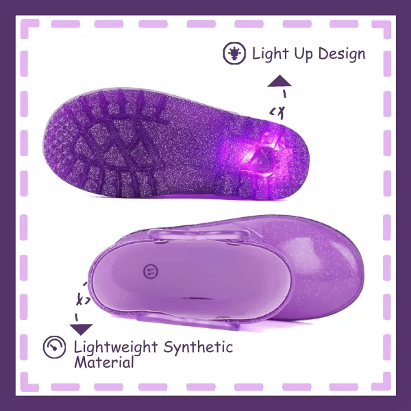 Outee Toddler Kids Adorable Lightwight Waterproof Rain Boots Light Up by Steps