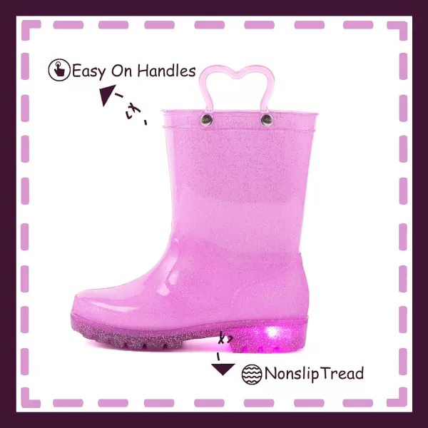 Outee Toddler Kids Adorable Lightwight Waterproof Rain Boots Light Up by Steps