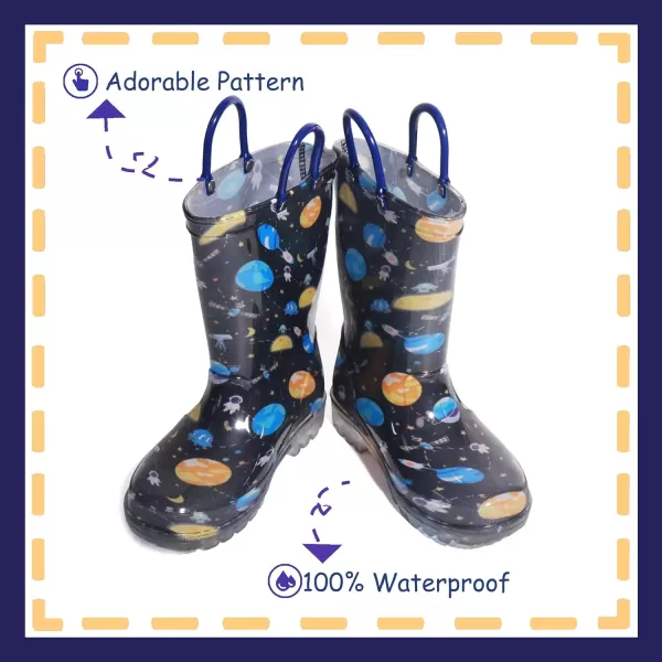 Outee Toddler Kids Adorable Lightwight Waterproof Rain Boots Light Up by Steps