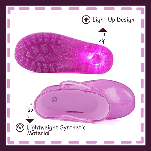 Outee Toddler Kids Adorable Lightwight Waterproof Rain Boots Light Up by Steps