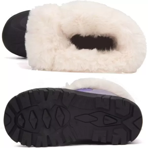 Outee Toddler Kids Waterproof Warm Snow Winter Boots with Fur Lined Faux