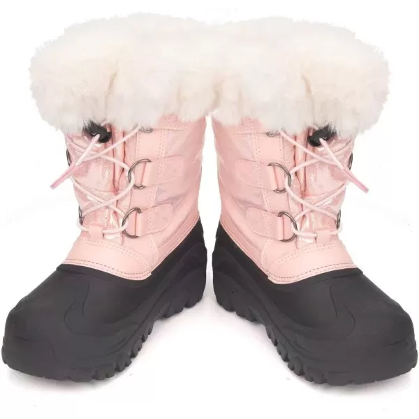 Outee Toddler Kids Waterproof Warm Snow Winter Boots with Fur Lined Faux