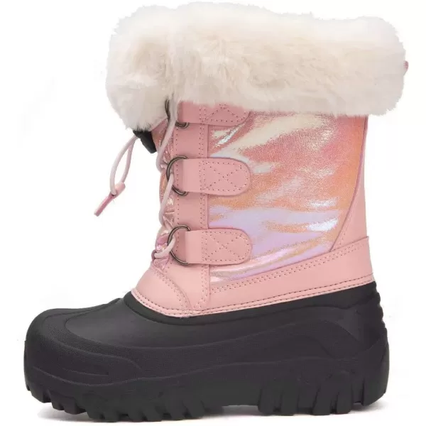 Outee Toddler Kids Waterproof Warm Snow Winter Boots with Fur Lined Faux