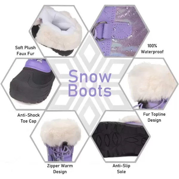 Outee Toddler Kids Waterproof Warm Snow Winter Boots with Fur Lined Faux