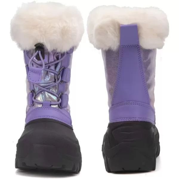 Outee Toddler Kids Waterproof Warm Snow Winter Boots with Fur Lined Faux