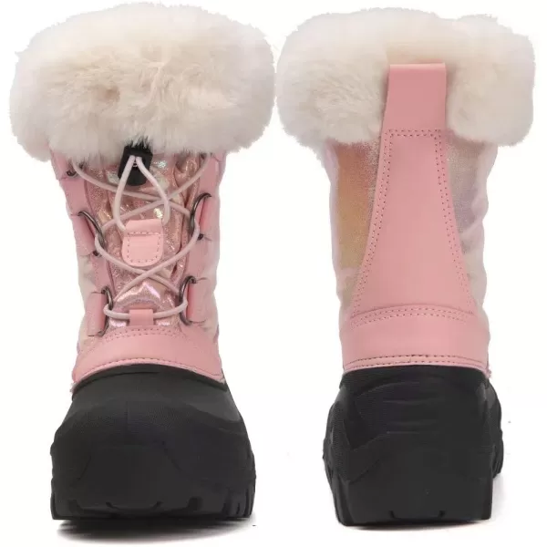 Outee Toddler Kids Waterproof Warm Snow Winter Boots with Fur Lined Faux