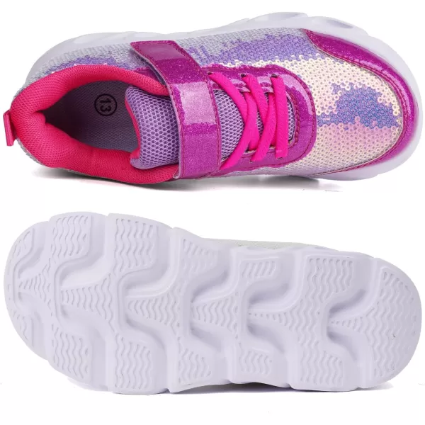 Toandon Toddler Kids Sparkle Breathable Lightweight Sneakers Light Up by Step